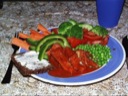 Makrel i tomat med ærter  &  peberfrugter